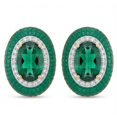 Julietta 12.5 carat Colombian Emerald .925 Sterling Silver handmade Statement earrings
