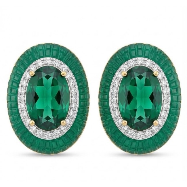 Julietta 12.5 carat Colombian Emerald .925 Sterling Silver handmade Statement earrings