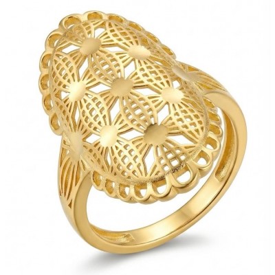 Dubai Style - .925 Sterling Silver dipped in 22K Gold handmade Large ring size 7