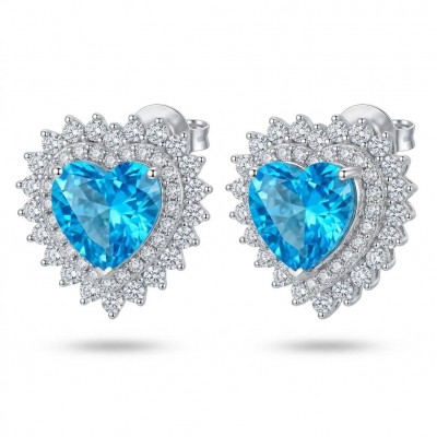 Angel's Heart 4.7 carat Swiss Blue Topaz .925 Sterling Silver Handcrafted earrings
