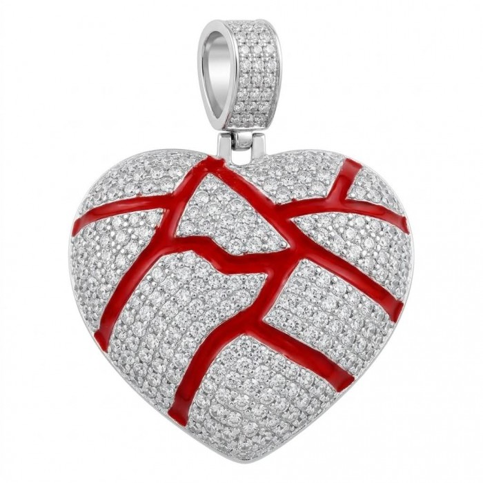 Lava Heart Luxurious 8.4 carat White Topaz .925 Sterling Silver handcrafted pendant