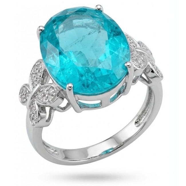 Eau Pure 10.5 carat Paraiba Tourmaline .925 Sterling Silver Handcrafted Ring size 8