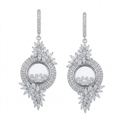 Floating Memories 11.5 carat White Topaz .925 Sterling Silver Handcrafted Statement earrings