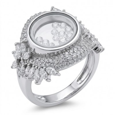 Floating Memories 12.5 carat White Topaz .925 Sterling Silver Handcrafted Ring size 8