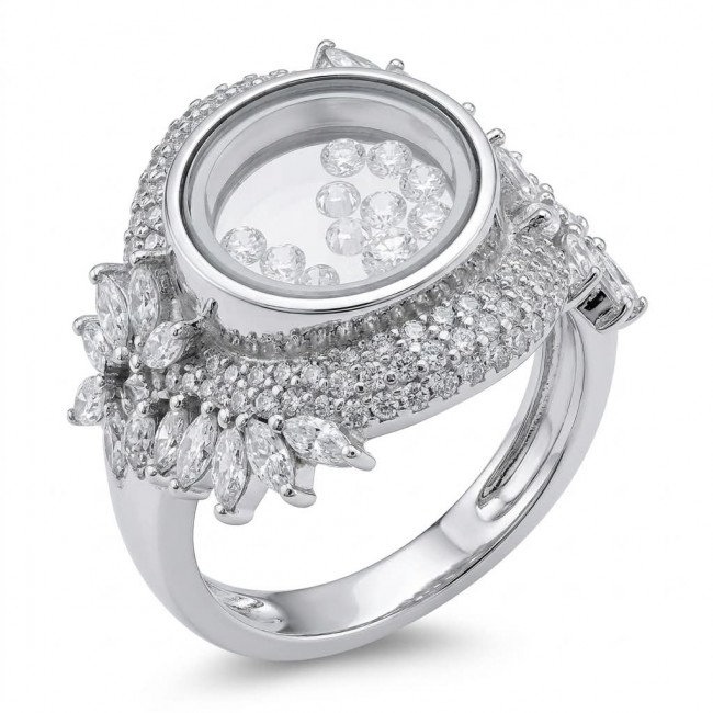 Floating Memories 12.5 carat White Topaz .925 Sterling Silver Handcrafted Ring size 8