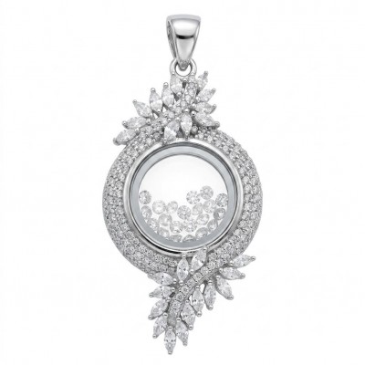 Floating Memories 10.5 carat White Topaz .925 Sterling Silver Handcrafted Statement pendant