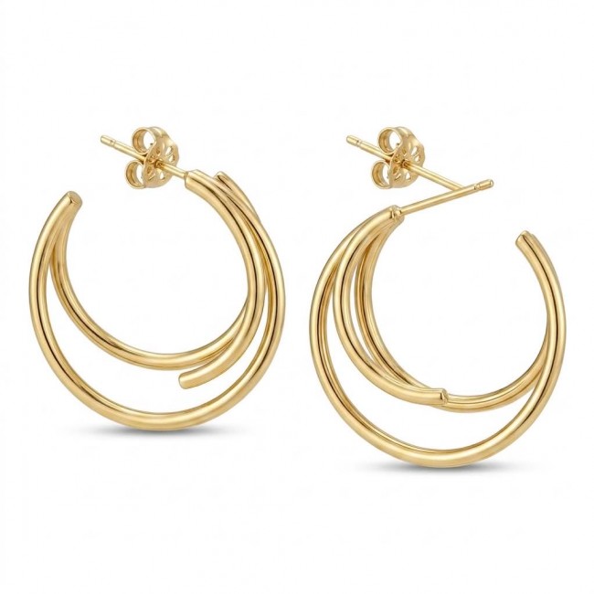 Dubai Style - Golden fantasy .925 Sterling Silver dipped in 22K Gold handmade Earrings