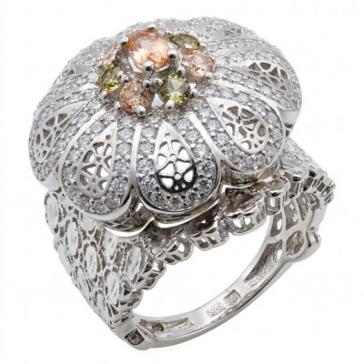 Casablanca Italy made 1.8 carat yellow Sapphire .925 Sterling Silver brilliantly handcrafted ring s. 7 3/4