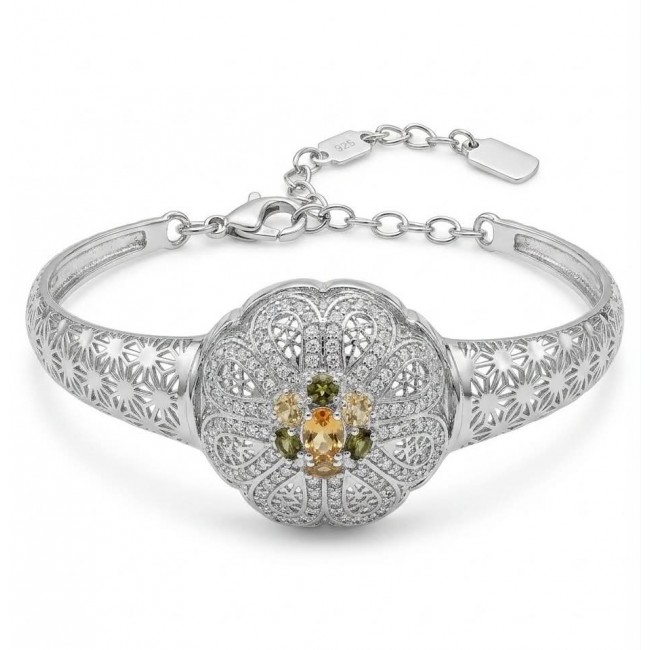 Casablanca Italy made 1.8 carat yellow Sapphire .925 Sterling Silver brilliantly handcrafted Bracelet
