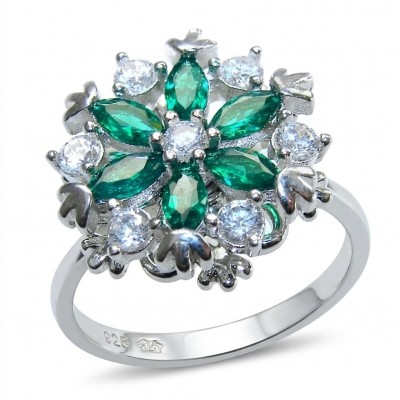 Real 3.2 carat Emerald Italy Made Silver Sterling Silver spinning ring s. 7 1/2