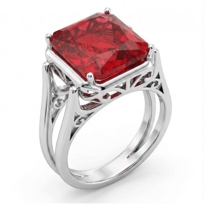 Tiffany Authentic 10.2 carat Ruby .925 Sterling Silver handcrafted two sided Ring size 8
