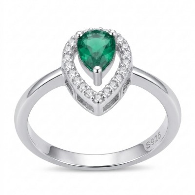 Gabriella 22.7 carat authentic Emerald rhodium over .925 Sterling Silver handcrafted Statement Ring size 8