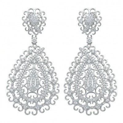 Elizabeth Natural 8.2 carat White Topaz .925 Sterling Silver handcrafted earrings