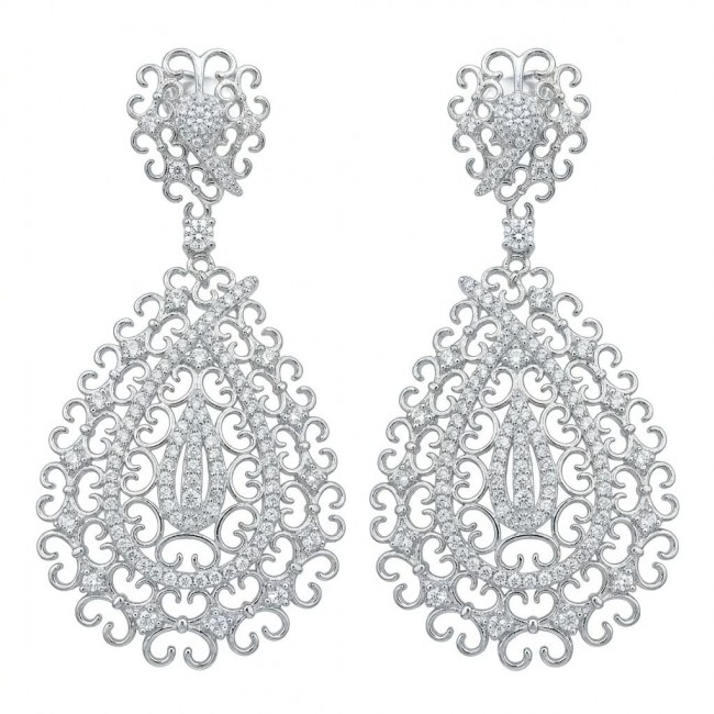 Elizabeth Natural 8.2 carat White Topaz .925 Sterling Silver handcrafted earrings