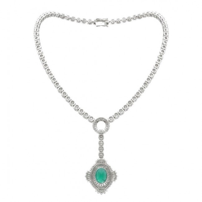 Vintage style - Timless Beauty - 10.5 carat Colombian Emerald 14.8 carat White Topaz .925 Sterling Silver handcrafted Statement necklace