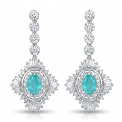 Pure Luxury 6.2 carat natural Colombian Emerald .925 Sterling Silver handmade Statement earrings