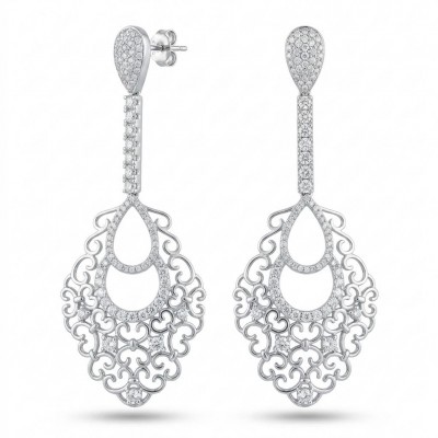 Pure Luxury 6.2 carat natural White Topaz .925 Sterling Silver handmade Statement earrings