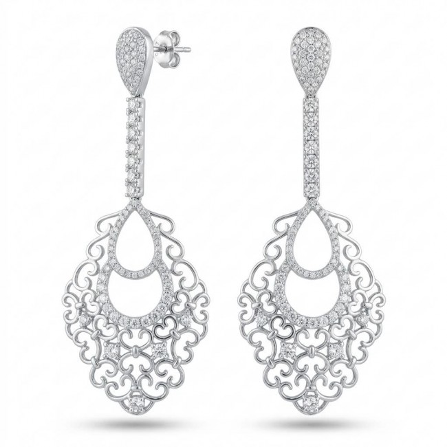 Pure Luxury 6.2 carat natural White Topaz .925 Sterling Silver handmade Statement earrings
