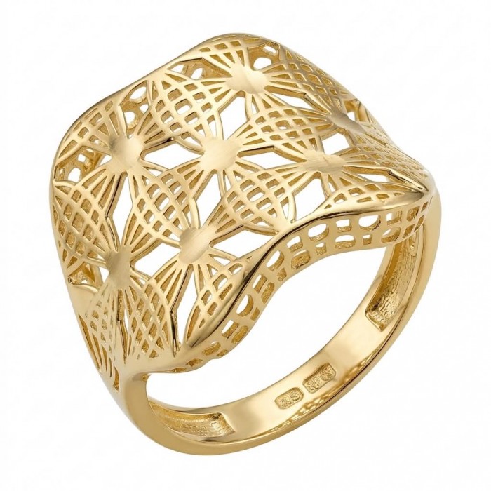 Dubai Style .925 Sterling Silver dipped in 22K Gold handmade Large ring size 9