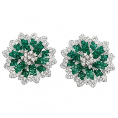 Born to Glam authentic 22.9 carat Colombian Emerald .925 Sterling Silver handcrafted earrings