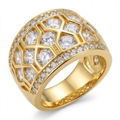 9.8 carat White Topaz Golden handcrafted Statement Ring size 7
