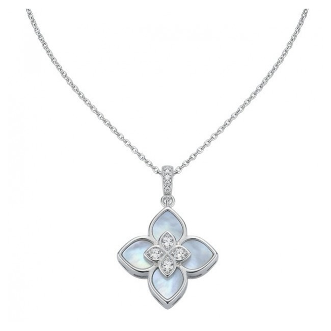 Precious Clover Blister Pearl rhodium over .925 Sterling Silver .925 Sterling Silver Necklace