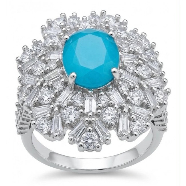 Ginevra Authentic 3.6 carat AQUAMARINE .925 Sterling Silver handcrafted Ring size 7 1/2
