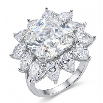 Fiorella Precious 25.5 carat Natural yellow Sapphire White Topaz .925 Sterling Silver Statement ring size 6
