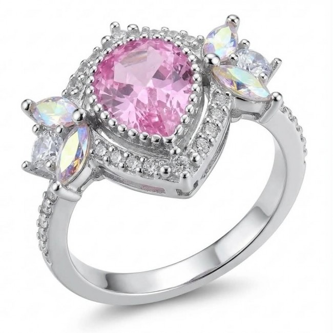 Anastasia 4.2 carat Pink Topaz .925 Sterling Silver Handcrafted Statement Ring size 6