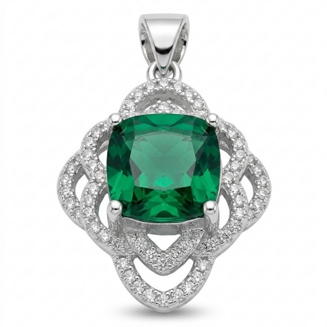 Authentic 4.5 CARAT Chrome Diopside .925 Sterling Silver Pendant
