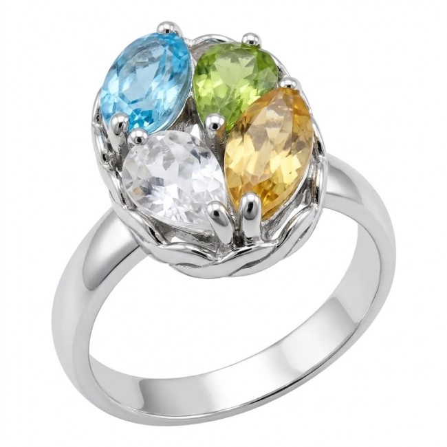 Precious Rainbow- authentic 7.2 carat multigem .925 Sterling Silver Eternity Ring size 8