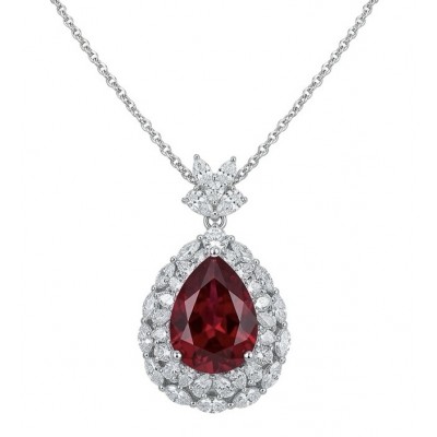 Luxurious 10.8 carat natural Ruby White Topaz .925 Sterling Silver .925 Sterling Silver Statement Necklace