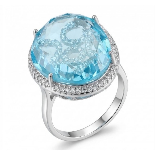 Angelina 14.9 carat authentic Aquamarine .925 Sterling Silver Handcrafted Ring size 6 1/4