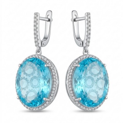 Angelina 20.9 carat authentic Aquamarine .925 Sterling Silver Handcrafted Earrings