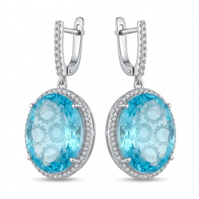 Angelina 20.9 carat authentic Aquamarine .925 Sterling Silver Handcrafted Earrings