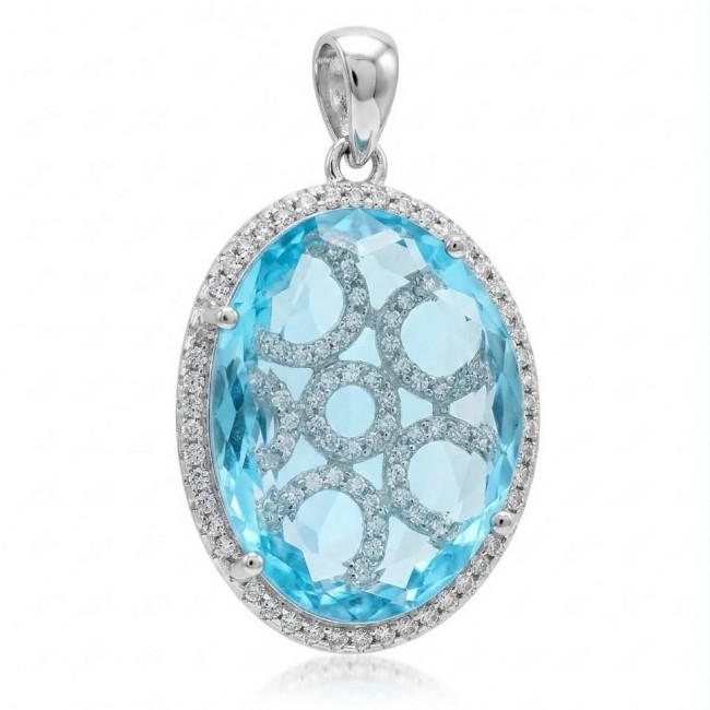 Angelina 14.9 carat authentic Aquamarine .925 Sterling Silver Handcrafted pendant