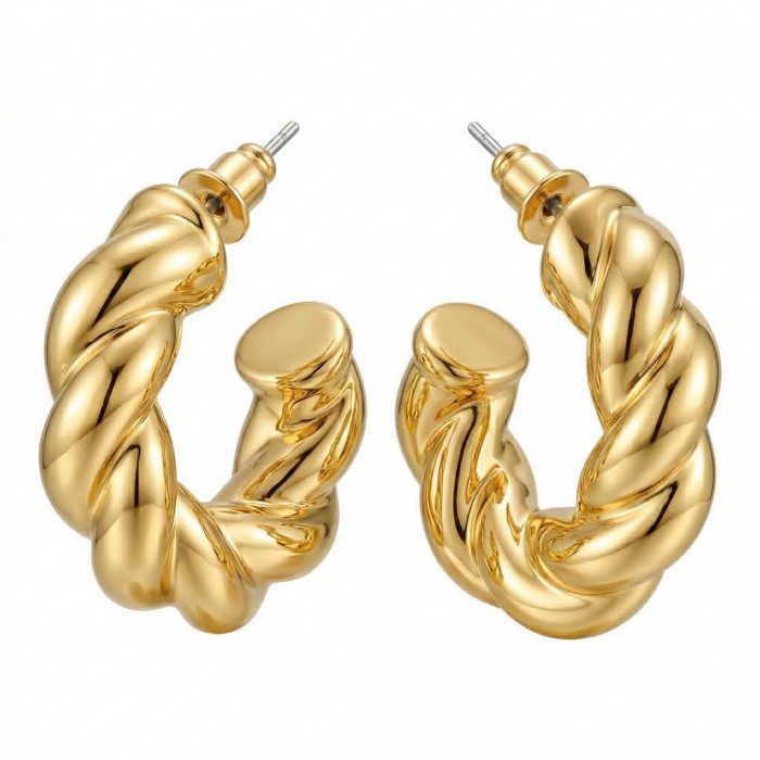 Allure Golden tone handcrafted hoop earrings