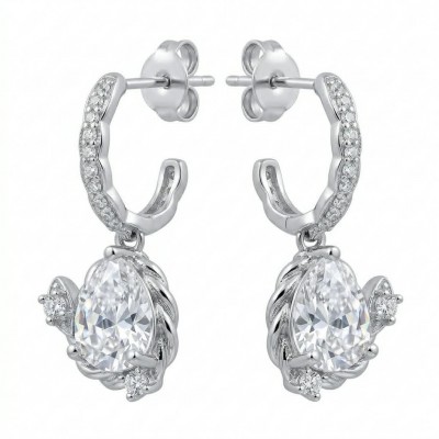 Allure Natural 6.2 carat White Topaz .925 Sterling Silver handcrafted earrings