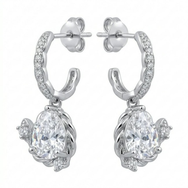 Allure Natural 6.2 carat White Topaz .925 Sterling Silver handcrafted earrings