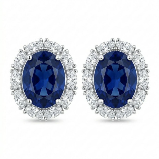 Giovanna - Authentic oval cut 6.8 carat Tanzanite .925 Sterling Silver handcrafted earrings