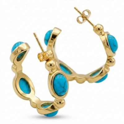 Great quality - authentic Dragon's Skin Turquoise 18K Gold over .925 Sterling Silver handcrafted Earrings