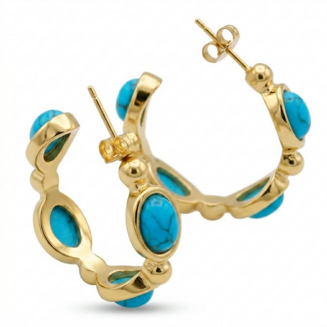Great quality - authentic Dragon's Skin Turquoise 18K Gold over .925 Sterling Silver handcrafted Earrings