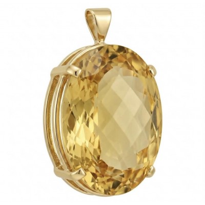 Tiffany - amazing quality 22.7 CARAT genuine Brazilain Citrine 22K Gold over .925 Sterling Silver handmade pendant