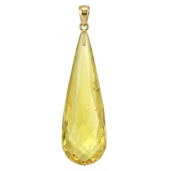 Prehistoric Authentic faceted Golden Baltic Amber REAL 14k Gold beautifully handcrafted Pendant