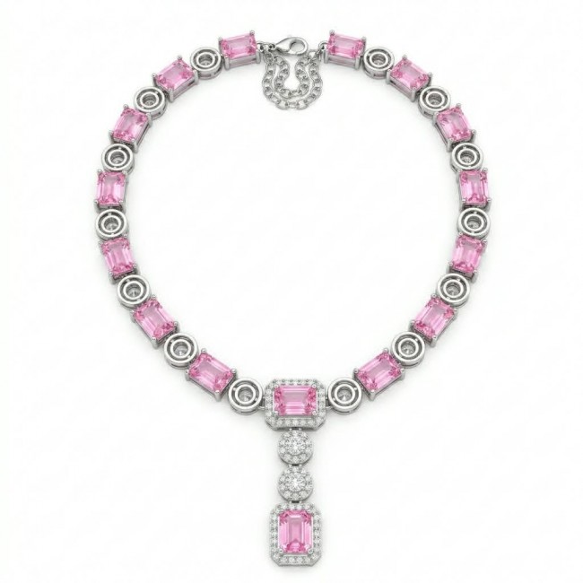 Isabella - Rare Light Pastel 17.9 carat Kunzite .925 Sterling Silver handcrafted Statement Necklace