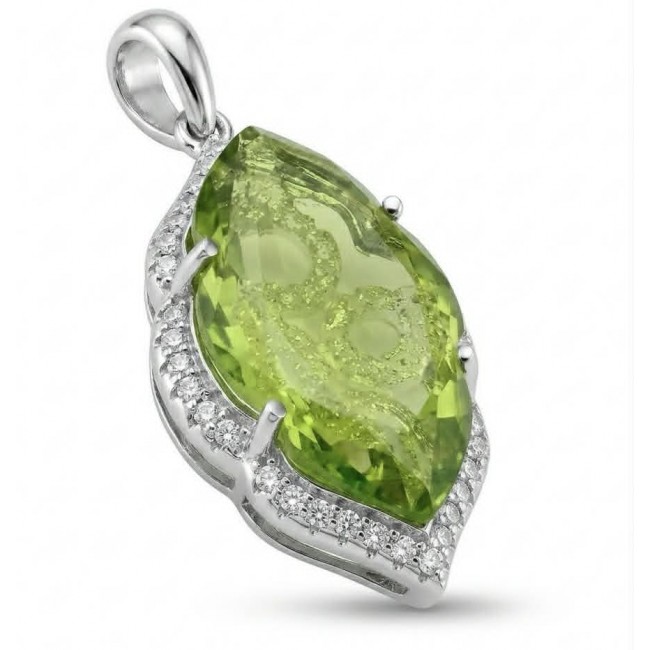 Royalty 9.9 carat authentic Himalayan Peridot .925 Sterling Silver Handcrafted Statement pendant