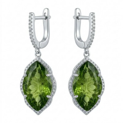 Royalty 9.9 carat authentic Himalayan Peridot .925 Sterling Silver Handcrafted Statement Earrings