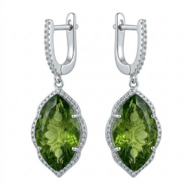 Royalty 9.9 carat authentic Himalayan Peridot .925 Sterling Silver Handcrafted Statement Earrings
