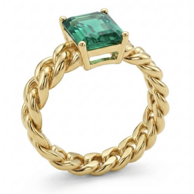 4.9 carat natural Colombian Emerald .925 Sterling Silver handmade Statement Ring size 7
