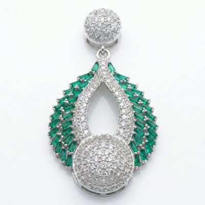Heirloom Genuine 8.5 carat Emerald .925 Sterling Silver dipped in rhodium handmade Pendant